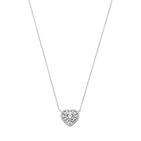 michael kors heart pendant|Michael Kors Tapered Baguette Heart Pendant Necklace Silver.